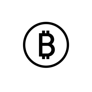 Bitcoin düz simgesi, vektör renk illüstrasyonu