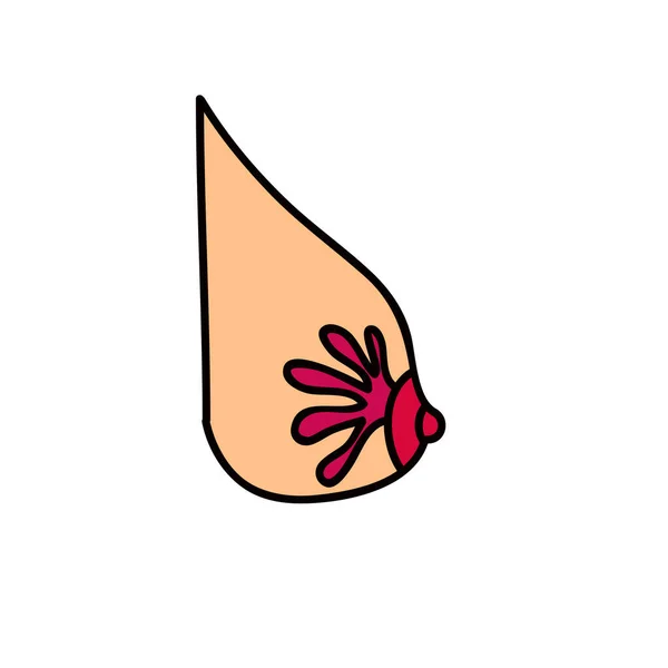 Vrouwelijke Borstklier Doodle Icoon Vector Kleur Illustratie — Stockvector
