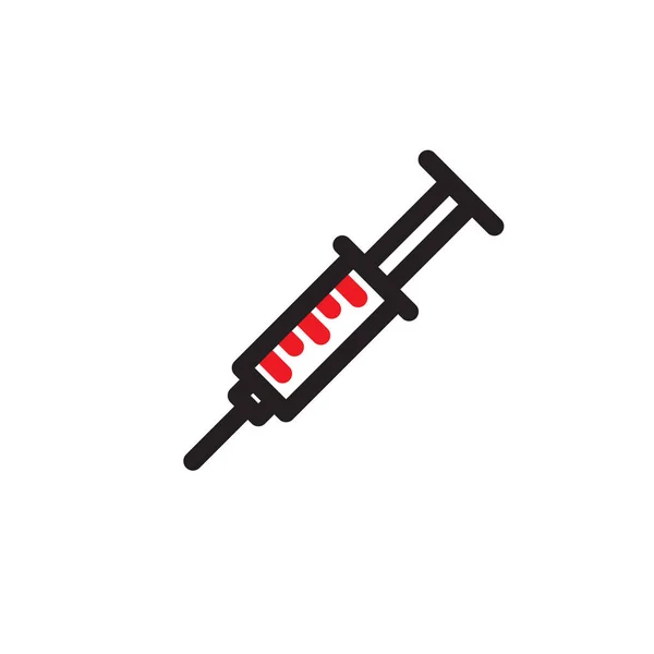 Syringe Line Icon Vector Simple Illustration — Stock Vector