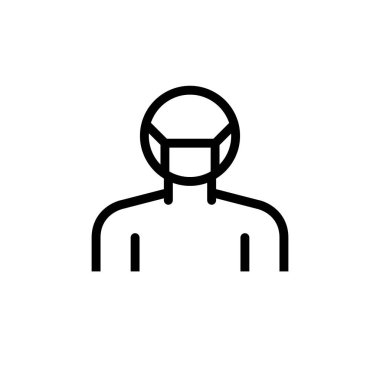 Koruyucu maske çizgi simgesi, vektör basit illüstrasyon