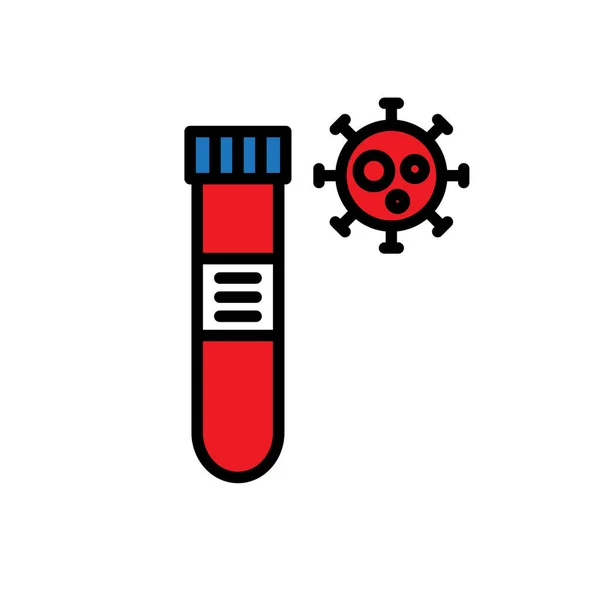 Coronavirus Saptama Enfeksiyonu Laboratuvar Çizgisi Simgesi Vektör Rengi Illüstrasyonu — Stok Vektör