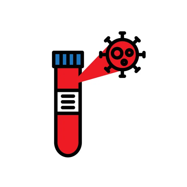 Coronavirus Rilevamento Infezione Linea Laboratorio Icona Vettoriale Illustrazione Colori — Vettoriale Stock