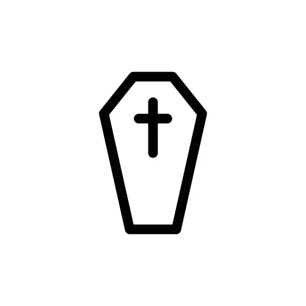 Coffin Line Icon Vector Simple Illustration — Stock Vector