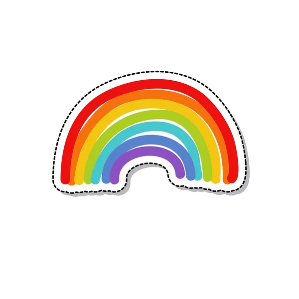 Rainbow Doodle Icon Vector Color Illustration — Stock Vector