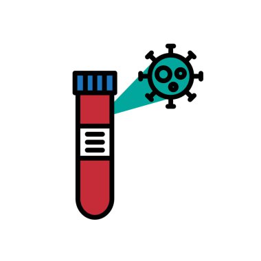 Coronavirus saptama enfeksiyonu laboratuvar çizgisi simgesi, vektör rengi illüstrasyonu