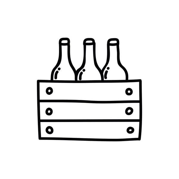 Case Beer Doodle Icon Vector Line Illustration — Stock Vector