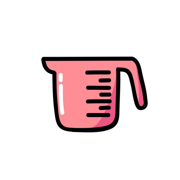kitchen measuring cup doodle icon, vector color illustration