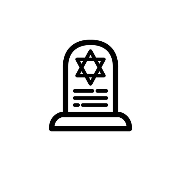 Yahudi Mezar Taşı Çizgisi Simgesi Vektör Basit Illüstrasyon — Stok Vektör