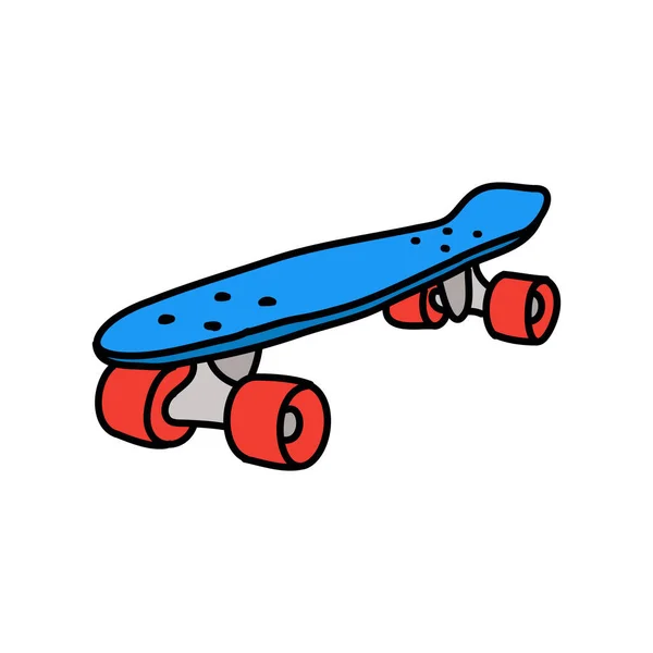 Penny Board Doodle Icon Διανυσματική Έγχρωμη Απεικόνιση — Διανυσματικό Αρχείο