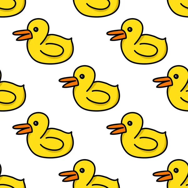 Padrão Doodle Sem Costura Pato Borracha Ilustração Cor Vetorial — Vetor de Stock