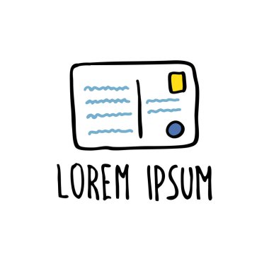 Kartpostal karalama simgesi, vektör illüstrasyonu