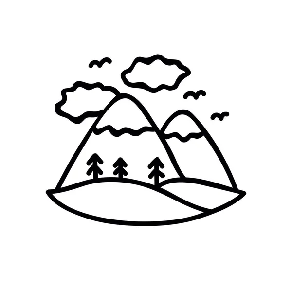 Montañas doodle icono, vector de ilustración — Archivo Imágenes Vectoriales