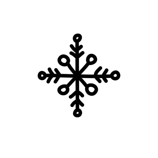 Schneeflocken Doodle Symbol Vektorlinien Illustration — Stockvektor