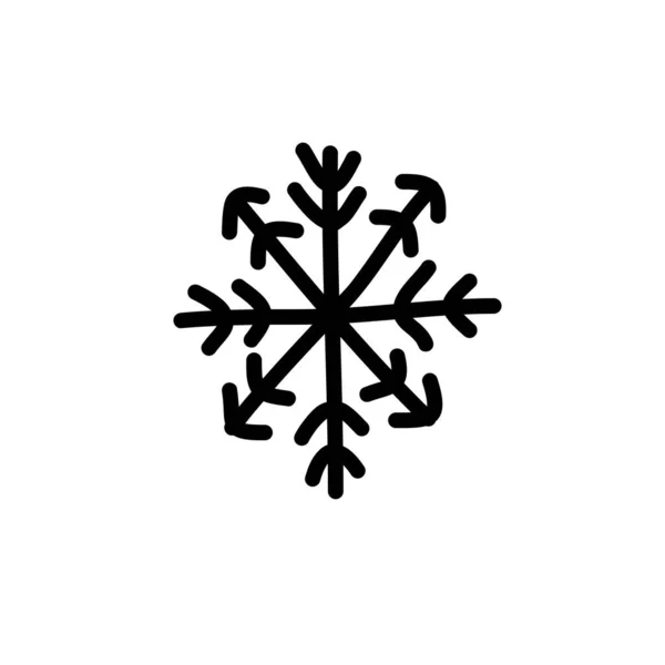Schneeflocken Doodle Symbol Vektorlinien Illustration — Stockvektor