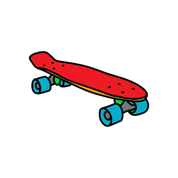 Penny Board Doodle Icon Ilustração Cor Vetorial —  Vetores de Stock