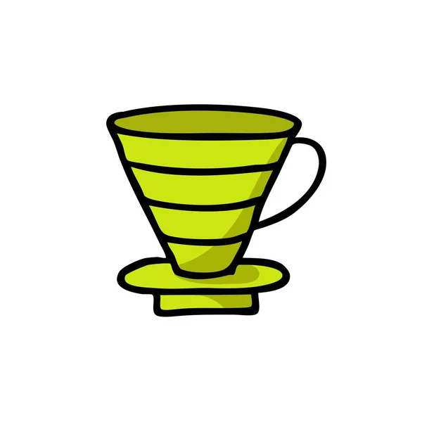 Cafetera Garabato Icono Vector Color Ilustración — Vector de stock