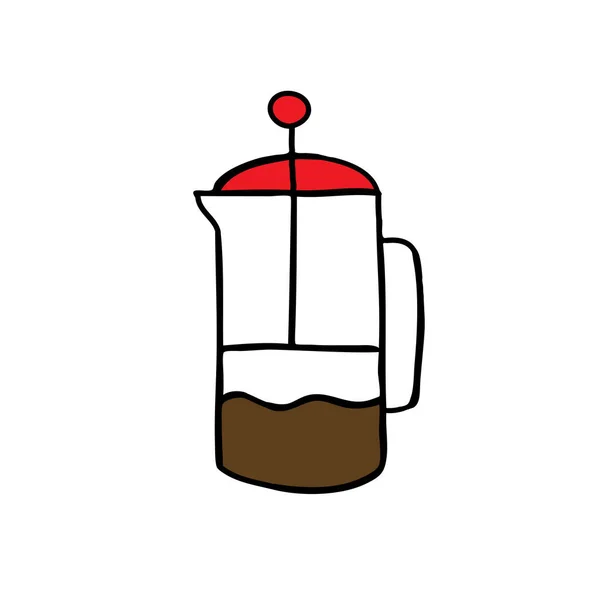 Cafetera Garabato Icono Vector Color Ilustración — Archivo Imágenes Vectoriales