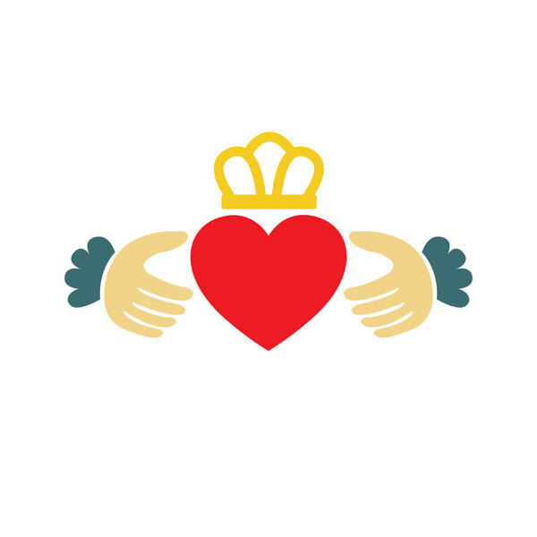 claddagh ring icon, vector color illustration