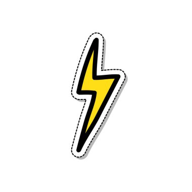 şimşek karalama simgesi, vektör renk çizimi