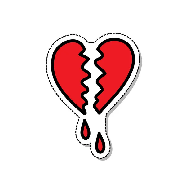 Ραγισμένη Καρδιά Εικονίδιο Doodle Διανυσματική Έγχρωμη Απεικόνιση — Διανυσματικό Αρχείο