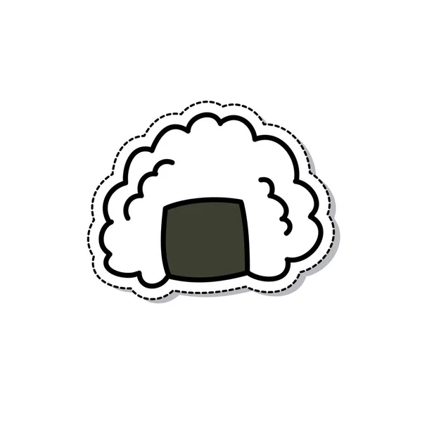 Onigiri Doodle Icon Vector Color Illustration — Stock Vector