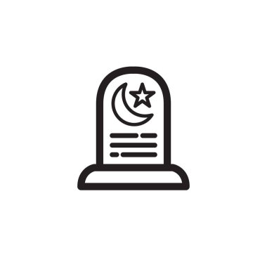 İslami mezar taşı çizgisi simgesi, vektör basit illüstrasyon