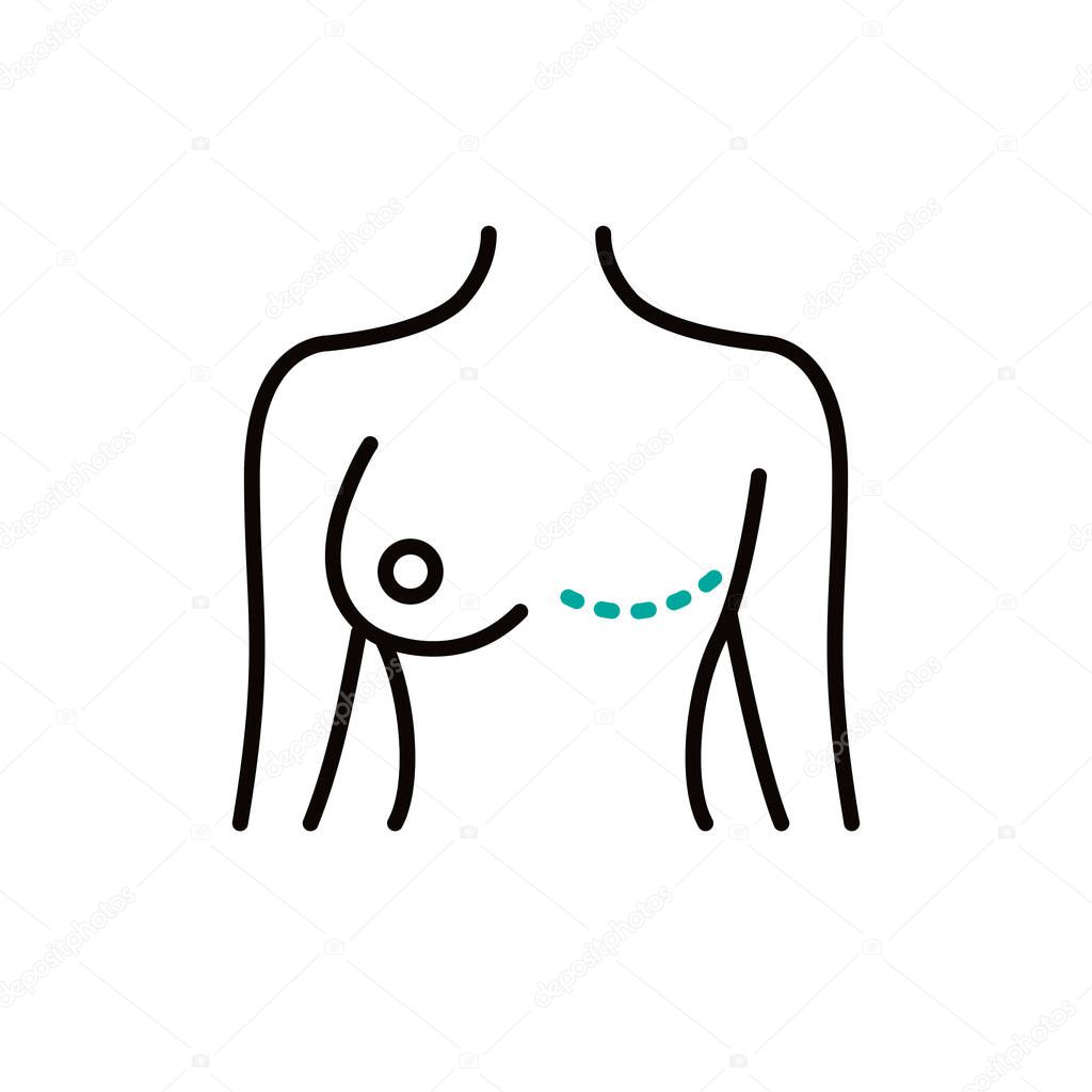 mastectomy line icon, vector simple illustration