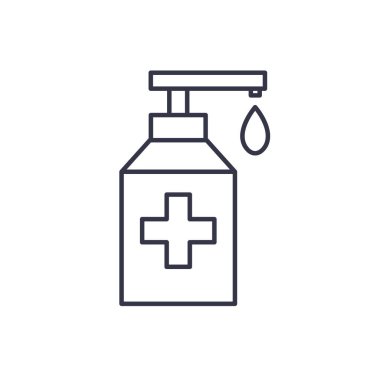 Alkol jeli, el dezenfektanı simgesi, vektör basit illüstrasyon