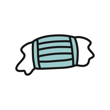 tıbbi maske karalama simgesi, vektör rengi çizimi