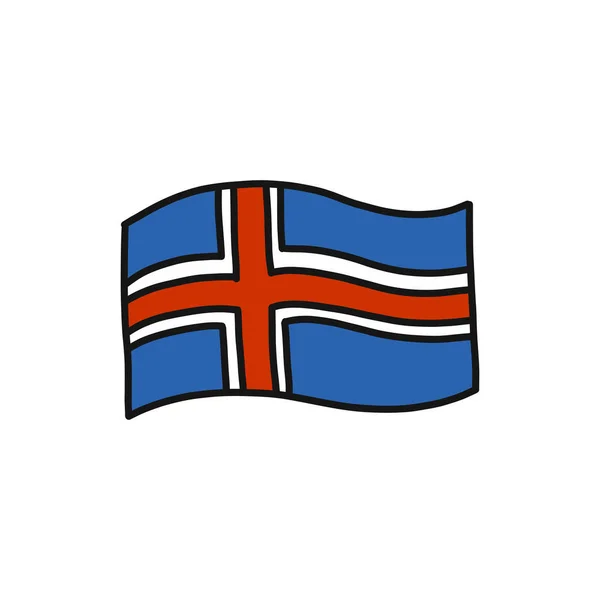 Bandeira Ícone Iceland Doodle Ilustração Cor Vetorial —  Vetores de Stock