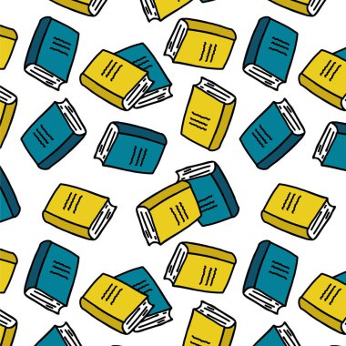 Kitaplar kusursuz karalama deseni, vektör rengi çizimi