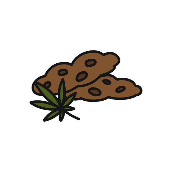 Marihuana Kekse Doodle Symbol Vektorfarbenillustration — Stockvektor