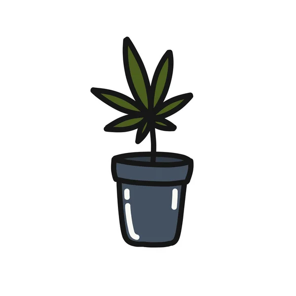 Planta Marihuana Garabato Icono Vector Color Ilustración — Archivo Imágenes Vectoriales