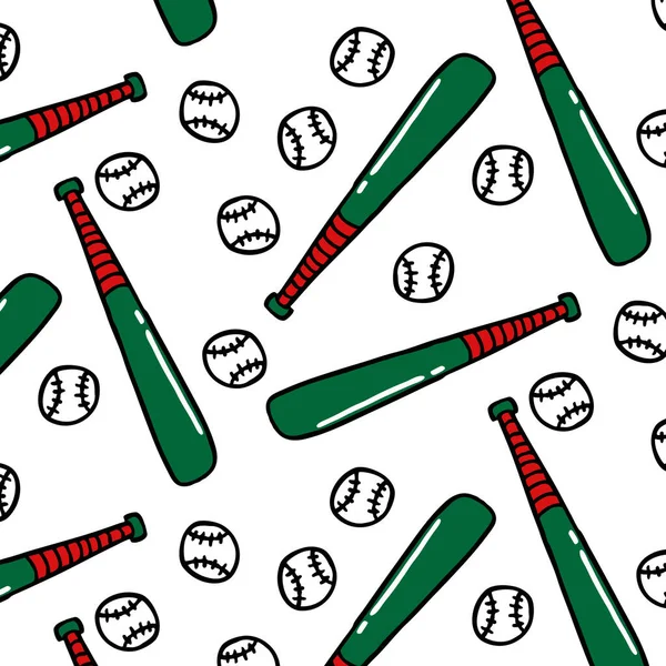 Baseball Nahtlose Doodle Muster Vektorfarbenillustration — Stockvektor