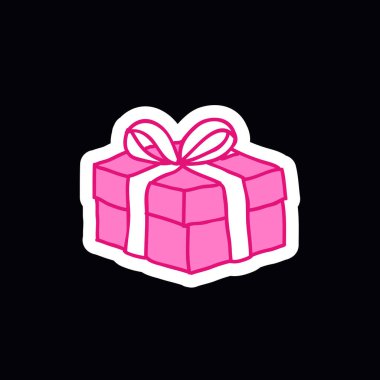 hediye karalama simgesi, vektör illüstrasyon rengi