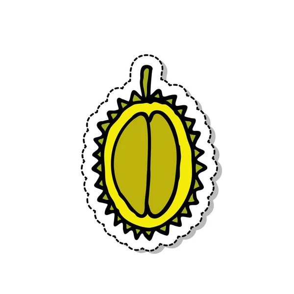 Ícone Doodle Durian Cor Ilustração Vetorial — Vetor de Stock