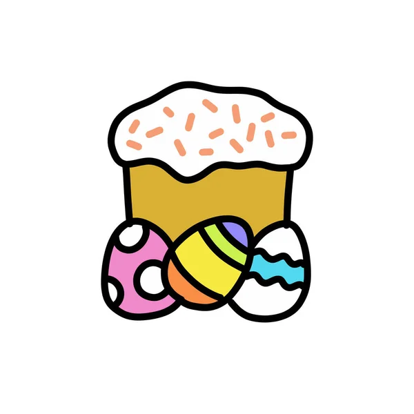 Easter Cake Doodle Icon Εικονογράφηση Διανυσματικού Χρώματος — Διανυσματικό Αρχείο