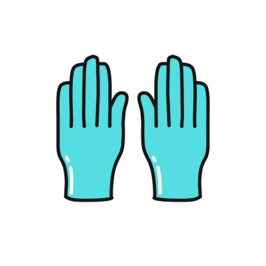 Lateks eldivenler karalama simgesi, vektör rengi çizimi