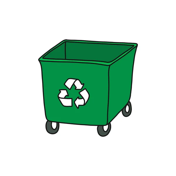 Recycling Garbage Bin Doodle Icon Vector Color Illustration — Stock Vector