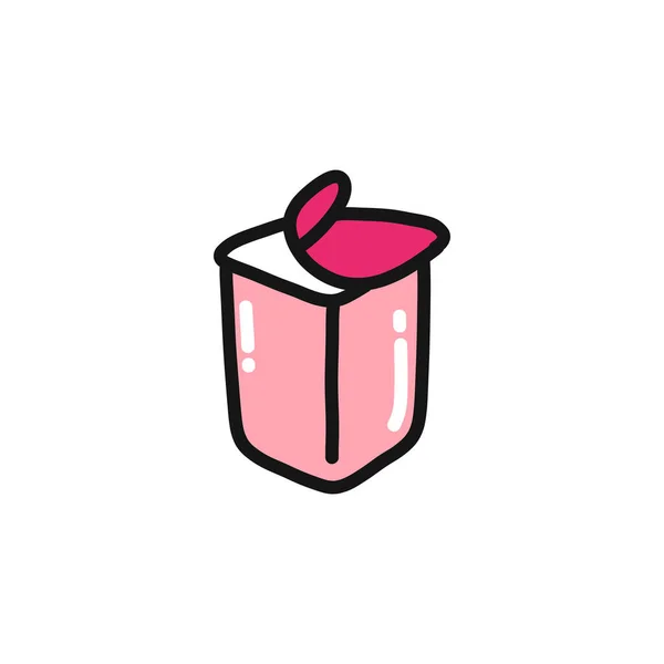 Yogurt Doodle Icon Vector Color Illustration — Stock Vector