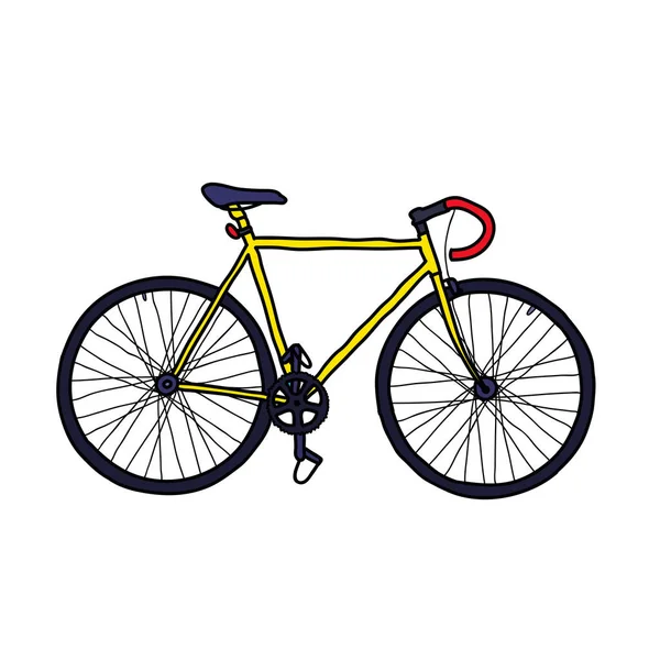 Bicycle Fixed Gear Doodle Icon Vector Illustration — Stock Vector