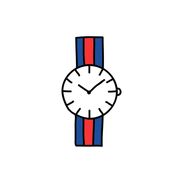 Relógio Pulso Doodle Ícone Ilustração Vetorial — Vetor de Stock