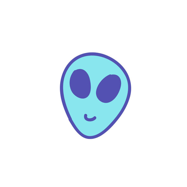 alien doodle icon, vector illustration