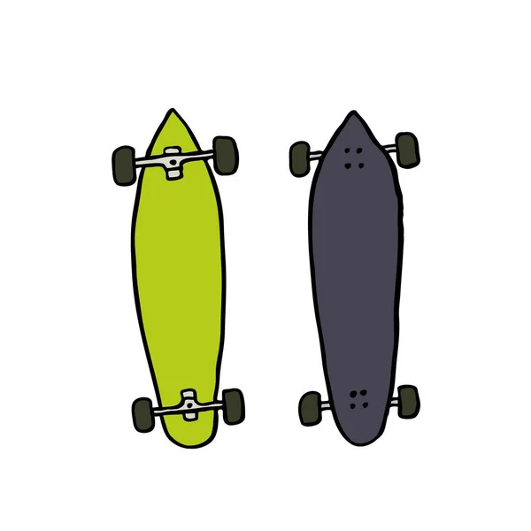 Longboard Doodle Icon Ilustração Vetorial —  Vetores de Stock