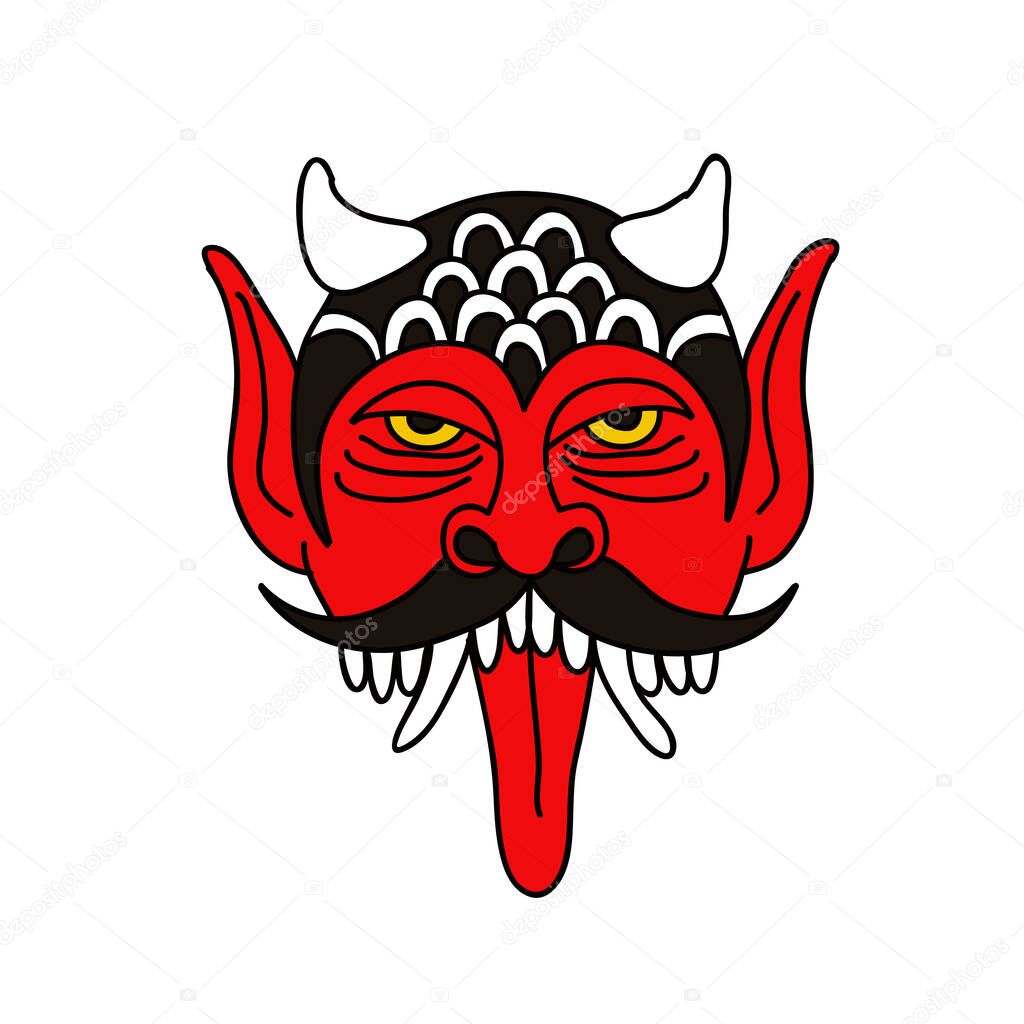 Daemon illustration traditional tattoo flash, vector illustration