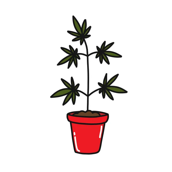 Planta Marihuana Garabato Icono Vector Color Ilustración — Archivo Imágenes Vectoriales