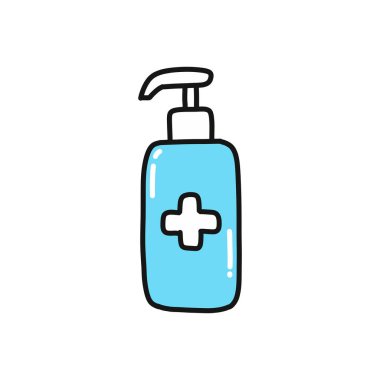 Alkol jeli, el dezenfektanı karalama ikonu, vektör rengi çizimi