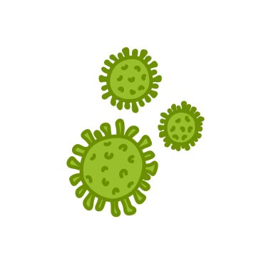 Coronavirus doodle simgesi, vektör renk çizimi