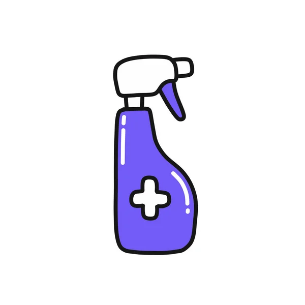 Disinfectant Spray Hand Sanitizer Doodle Icon Vector Color Illustration — Stock Vector