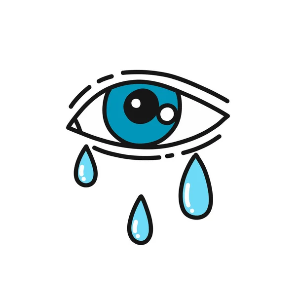 Tränende Augen Doodle Symbol Vektorfarbenillustration — Stockvektor